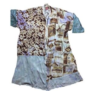 U Kimono Robe Women One Size Multicolor Floral Geometric Patchwork Made in USA